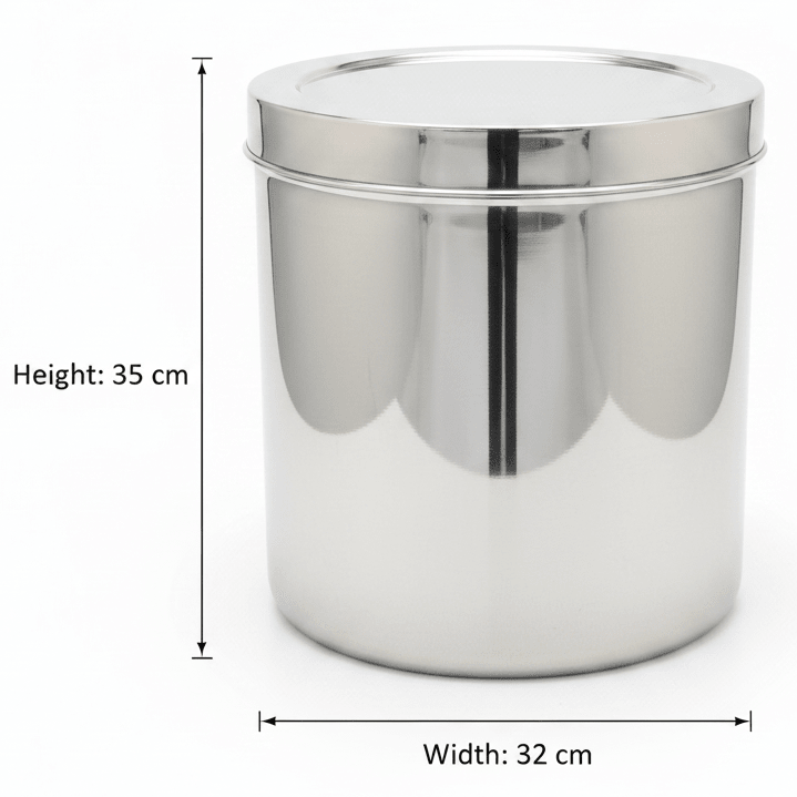 Raj Stainless Steel Dabba 35×32 cm - Al Kabayel Discount CentreRaj Stainless Steel Dabba 35×32 cmJars & Food SaversRAJAl Kabayel Discount Centre