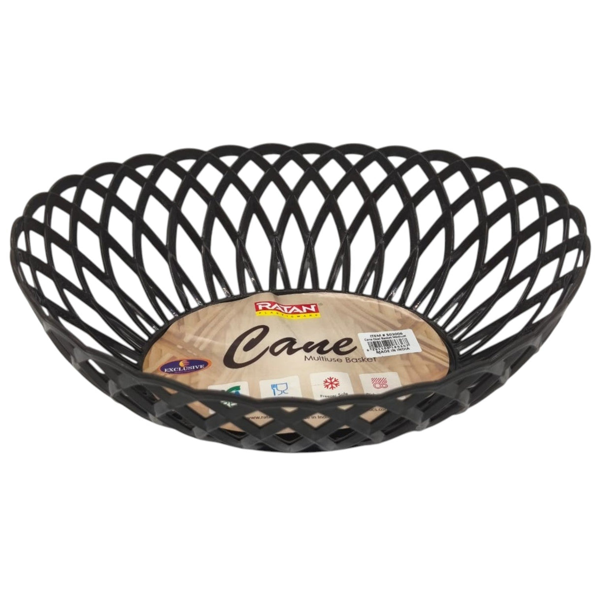 Ratan Cane Plastic Oval Shape Fruit Basket (Medium) - 30cmX23cmX8cm - Black - Al Kabayel Discount CentreRatan Cane Plastic Oval Shape Fruit Basket (Medium) - 30cmX23cmX8cm - BlackOrganizers & AccessoriesRATANAl Kabayel Discount Centre