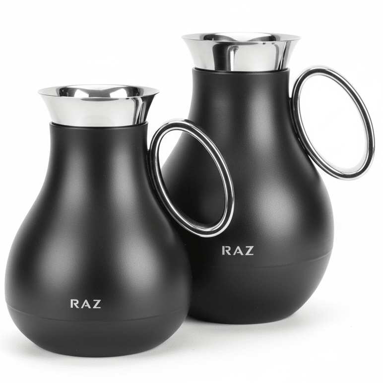RAZ 2 Piece Vacuum Flask Set 0.5L & 1.0L – Classic Black Thermal Insulated Bottles with Silver Finish - Al Kabayel Discount CentreRAZ 2 Piece Vacuum Flask Set 0.5L & 1.0L – Classic Black Thermal Insulated Bottles with Silver FinishThermosRAZAl Kabayel Discount Centre