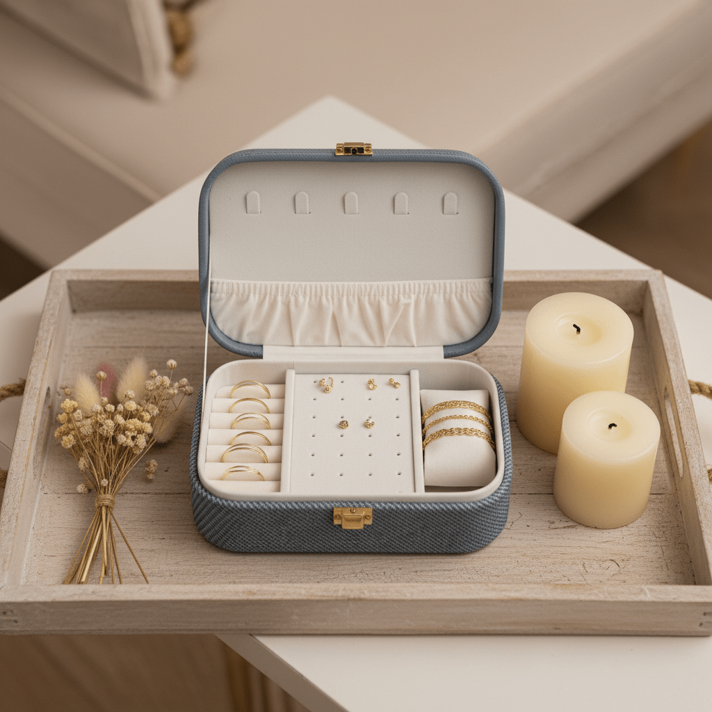 Rectangle Rexin Jewellery Box - 20×14×7cm - Grey / Pink / Cream - Al Kabayel Discount CentreRectangle Rexin Jewellery Box - 20×14×7cm - Grey / Pink / CreamOrganizers & AccessoriesAKDCAl Kabayel Discount Centre