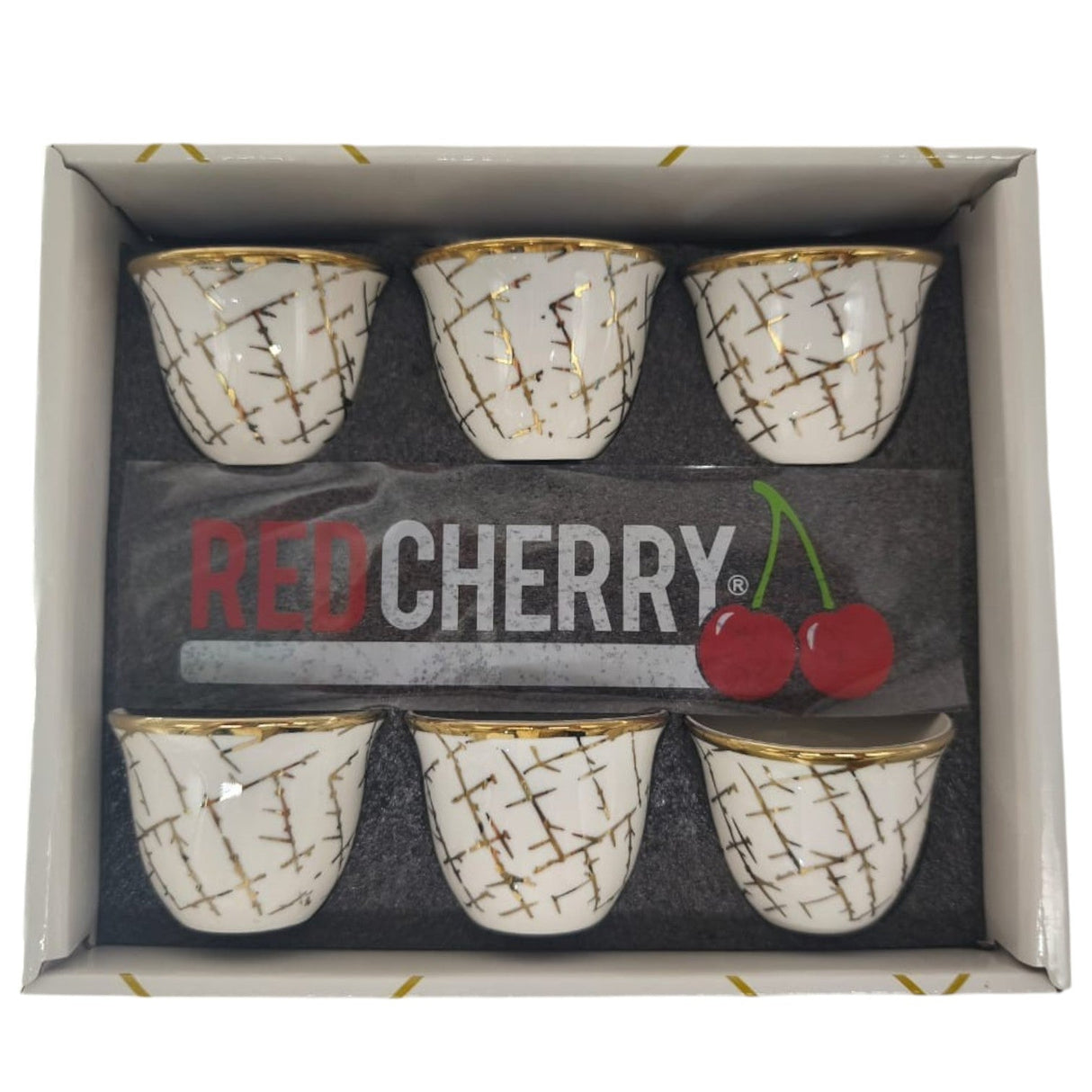 Red Cherry Ceramic Cawa Cup for Tea Coffee Perfect for Home Office Coffee Shops Set of 12Pcs(80ML) - White&Gold - Al Kabayel Discount CentreRed Cherry Ceramic Cawa Cup for Tea Coffee Perfect for Home Office Coffee Shops Set of 12Pcs(80ML) - White&GoldTea CupsRED CHERRYAl Kabayel Discount Centre