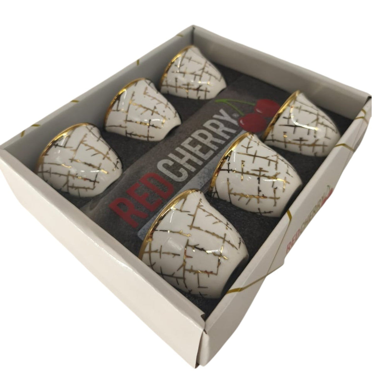 Red Cherry Ceramic Cawa Cup for Tea Coffee Perfect for Home Office Coffee Shops Set of 12Pcs(80ML) - White&Gold - Al Kabayel Discount CentreRed Cherry Ceramic Cawa Cup for Tea Coffee Perfect for Home Office Coffee Shops Set of 12Pcs(80ML) - White&GoldTea CupsRED CHERRYAl Kabayel Discount Centre