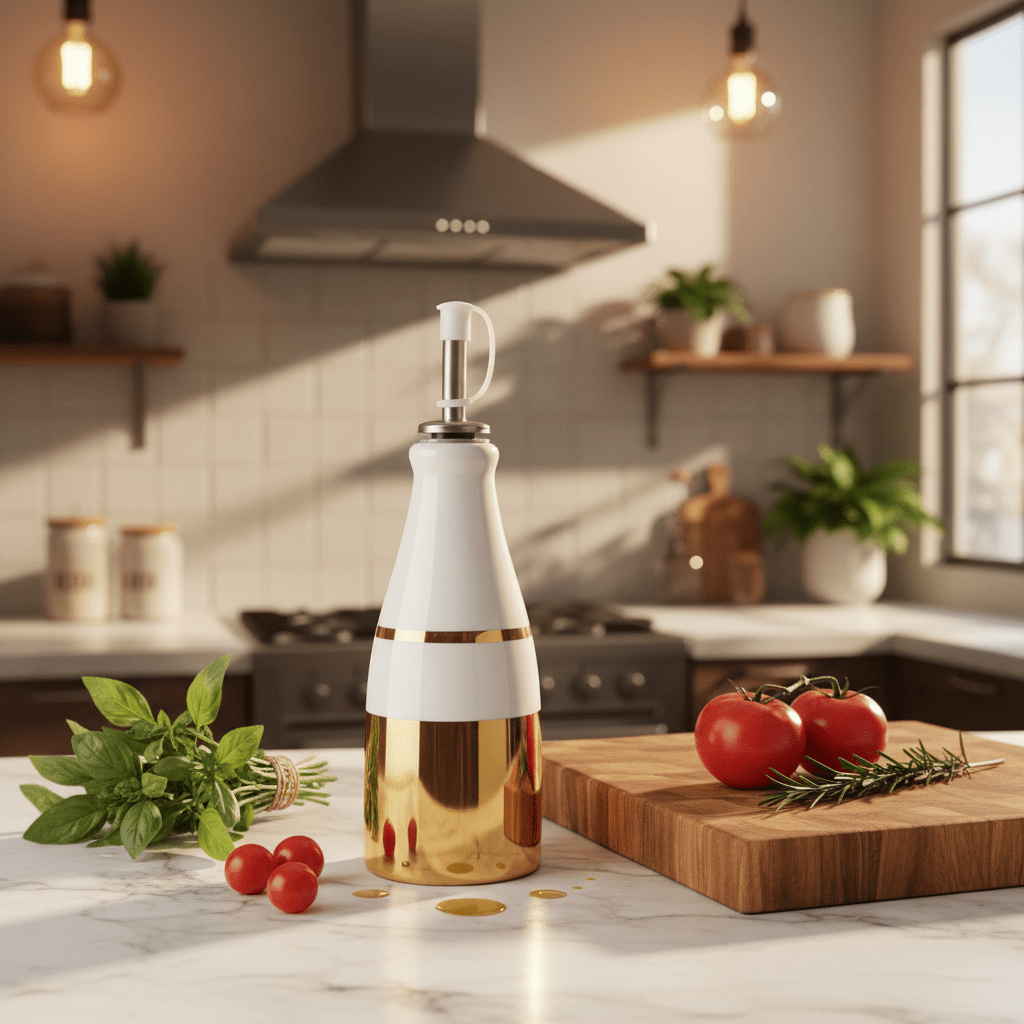 Red Cherry Luxury Gold & White Ceramic Oil Dispenser Bottle for Elegant Kitchen & Dining Use – 250ml - Al Kabayel Discount CentreRed Cherry Luxury Gold & White Ceramic Oil Dispenser Bottle for Elegant Kitchen & Dining Use – 250mlKitchen Utensils & GadgetsRED CHERRYAl Kabayel Discount Centre