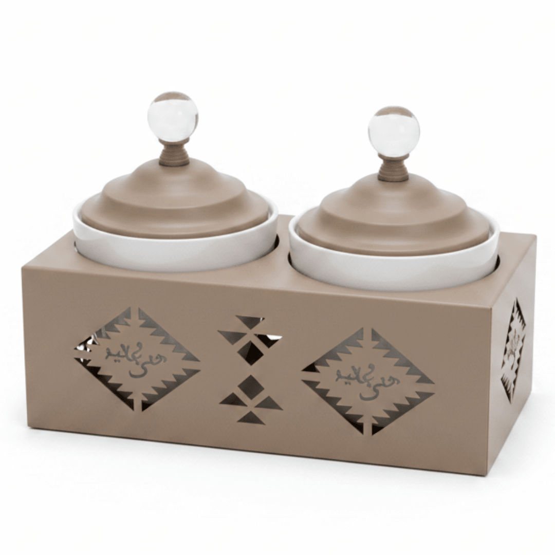 Red Home Elegant 2 - Piece White Ceramic Cup Set with Durable Taupe Metal Stand and Matching Lids for Kitchen Storage and Serving (11.5 × 27 × 14 cm) - Al Kabayel Discount CentreRed Home Elegant 2 - Piece White Ceramic Cup Set with Durable Taupe Metal Stand and Matching Lids for Kitchen Storage and Serving (11.5 × 27 × 14 cm)Jars & Food SaversRED HOMEAl Kabayel Discount Centre