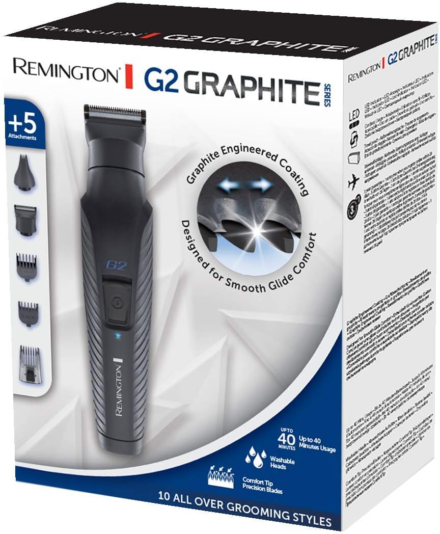 REMINGTON Hair Clipper, G2 Graphite Series with 5 Attachments, 10 All Over Grooming Styles - Al Kabayel Discount CentreREMINGTON Hair Clipper, G2 Graphite Series with 5 Attachments, 10 All Over Grooming StylesPersonal Care & Styling ToolsREMINGTONAl Kabayel Discount Centre