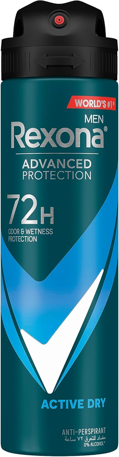 Rexona Men Antiperspirant Deodorant Spray, 72 hour sweat & odor protection*, Active Dry, with MotionSense technology - 150ML - Al Kabayel Discount CentreRexona Men Antiperspirant Deodorant Spray, 72 hour sweat & odor protection*, Active Dry, with MotionSense technology - 150MLBody Mists & SpraysREXONAAl Kabayel Discount Centre