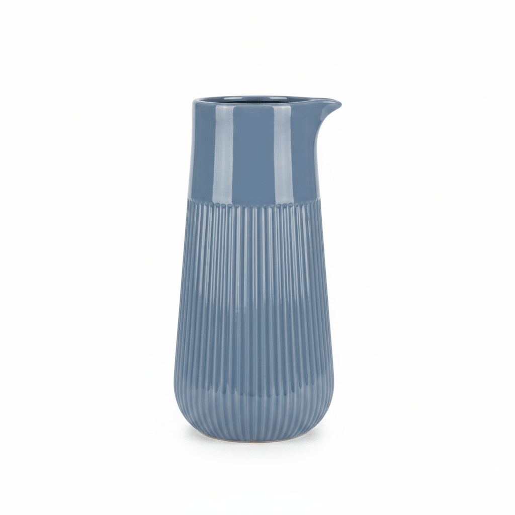 Ribbed Ceramic Pitcher Vase - 28×9cm - Mauve / Dusty Blue - Al Kabayel Discount CentreRibbed Ceramic Pitcher Vase - 28×9cm - Mauve / Dusty BlueFlower VaseAKDCAl Kabayel Discount Centre