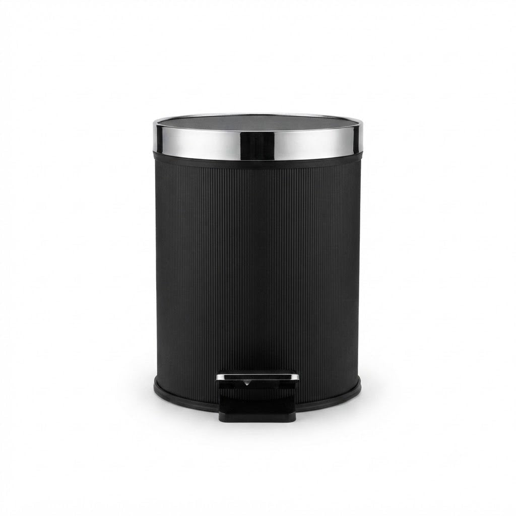 Ribbed Pedal Dustbin with Chrome Lid – 30×25 cm - Navy Blue / Black - Al Kabayel Discount CentreRibbed Pedal Dustbin with Chrome Lid – 30×25 cm - Navy Blue / BlackOrganizers & AccessoriesAKDCAl Kabayel Discount Centre