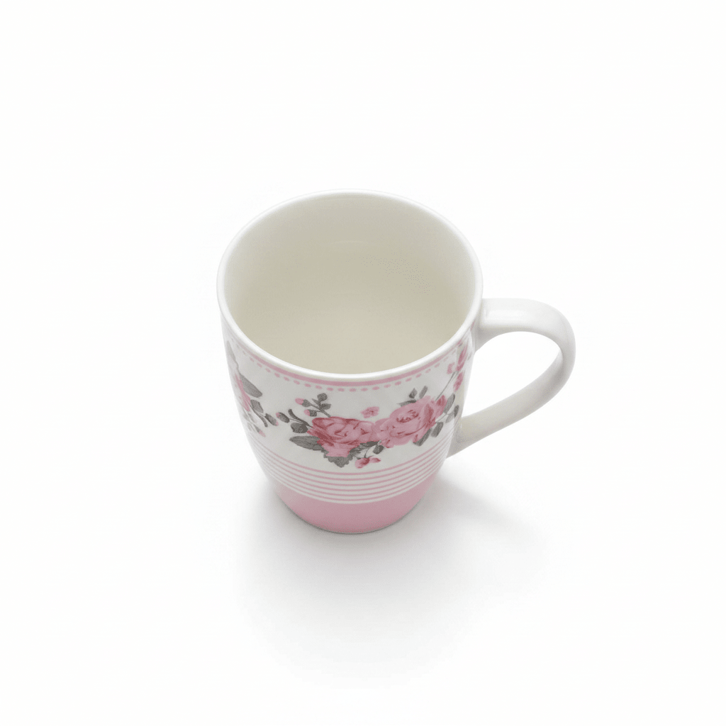 Rose Garden Ceramic Mug — 300ml | White & Pink Floral Drinkware - Al Kabayel Discount CentreRose Garden Ceramic Mug — 300ml | White & Pink Floral DrinkwareMugsAKDCAl Kabayel Discount Centre