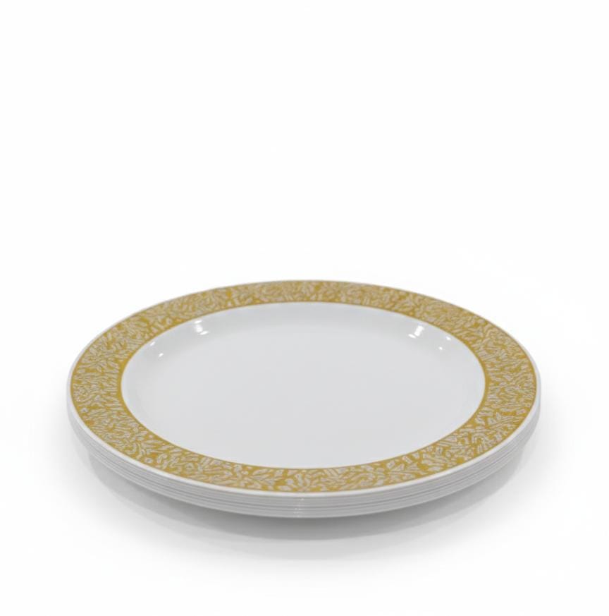 Rosymoment Premium 10" Heavyweight Disposable Plastic Plates – Golden Unique Border, 51g, Set of 10 Elegant Dinner Plates for Occasions - Al Kabayel Discount CentreRosymoment Premium 10" Heavyweight Disposable Plastic Plates – Golden Unique Border, 51g, Set of 10 Elegant Dinner Plates for OccasionsDisposablesROSYMOMENTAl Kabayel Discount Centre