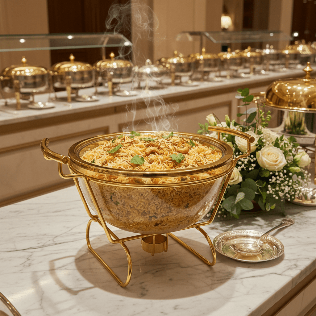 Round Glass Chafing Dish Warmer with Gold - Plated Stand and Lid – Premium Serving Solution (27×20 cm) - Al Kabayel Discount CentreRound Glass Chafing Dish Warmer with Gold - Plated Stand and Lid – Premium Serving Solution (27×20 cm)WarmersAKDCAl Kabayel Discount Centre