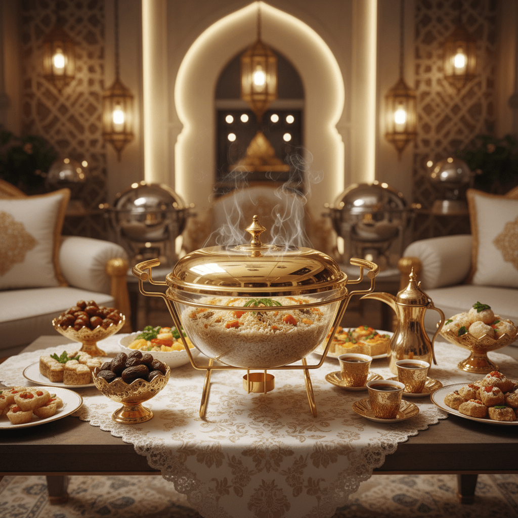 Round Glass Chafing Dish Warmer with Gold - Plated Stand and Lid – Premium Serving Solution (27×20 cm) - Al Kabayel Discount CentreRound Glass Chafing Dish Warmer with Gold - Plated Stand and Lid – Premium Serving Solution (27×20 cm)WarmersAKDCAl Kabayel Discount Centre