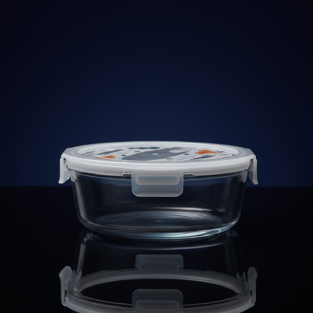 Round Glass Food Storage Container with Airtight Leakproof Plastic Lid – Durable Heat - Resistant Glass – 650 ml Capacity - Al Kabayel Discount CentreRound Glass Food Storage Container with Airtight Leakproof Plastic Lid – Durable Heat - Resistant Glass – 650 ml CapacityFood ContainersAKDCAl Kabayel Discount Centre