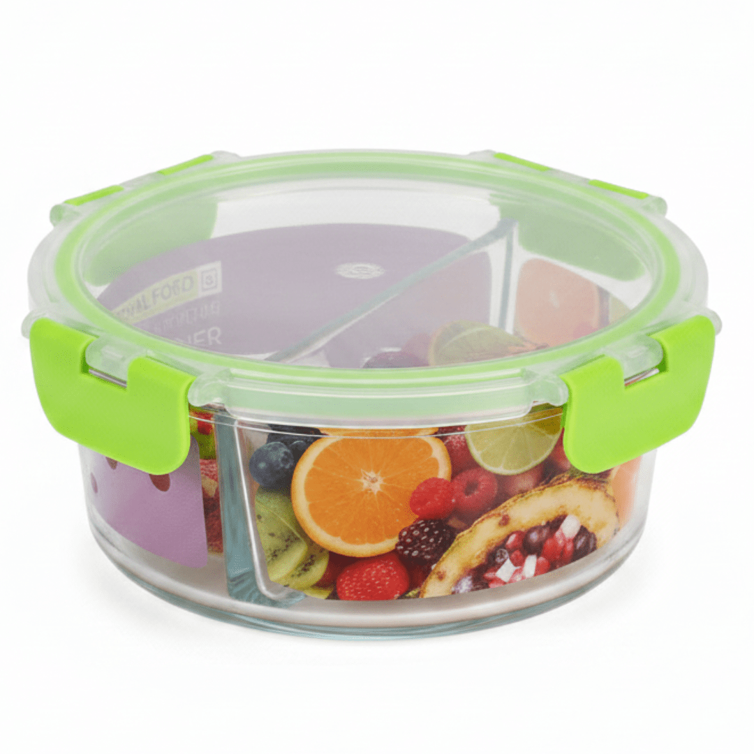 Royal Ford Premium Round Glass Food Storage Container with Leakproof Airtight Lid – High Quality Glass – 950 ml - Al Kabayel Discount CentreRoyal Ford Premium Round Glass Food Storage Container with Leakproof Airtight Lid – High Quality Glass – 950 mlFood ContainersROYAL FORDAl Kabayel Discount Centre
