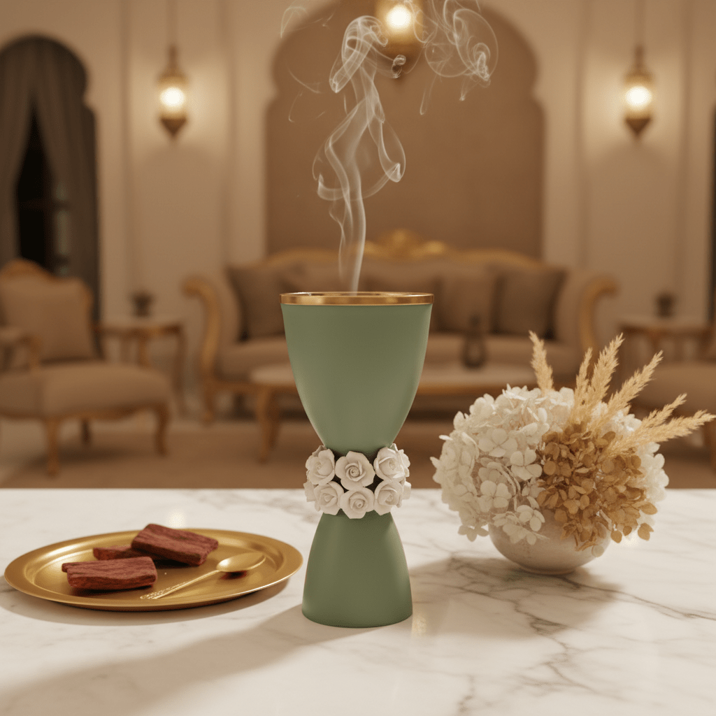 Royal Victoria Green and Gold Ceramic Incense Burner with White Flower Design Premium Decor 23cm - Al Kabayel Discount CentreRoyal Victoria Green and Gold Ceramic Incense Burner with White Flower Design Premium Decor 23cmIncense BurnerROYAL VICTORIAAl Kabayel Discount Centre