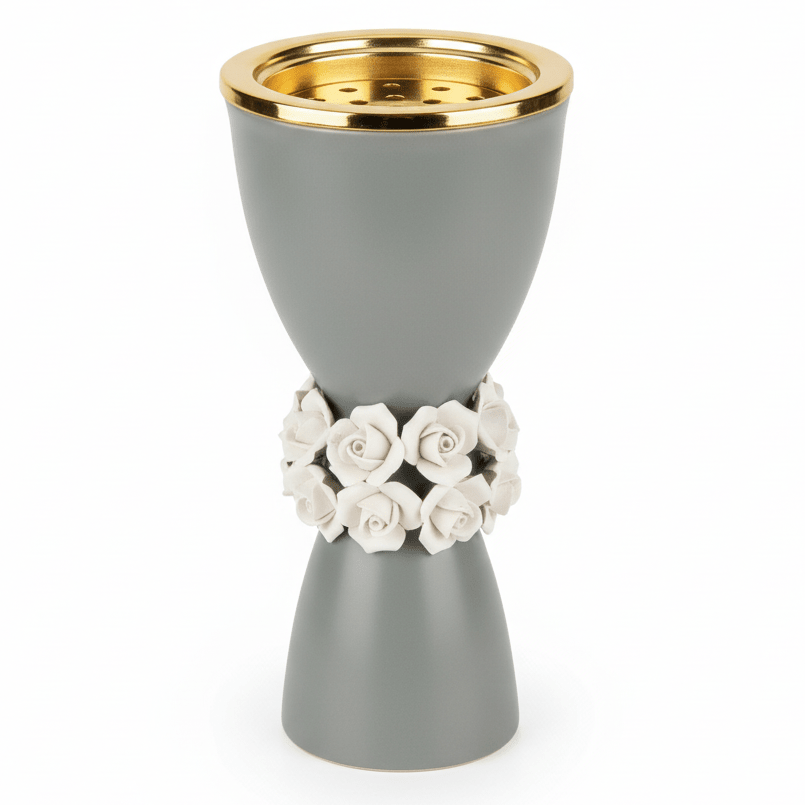Royal Victoria grey and Gold Ceramic Incense Burner with White Flower Design Elegant Decor 23cm - Al Kabayel Discount CentreRoyal Victoria grey and Gold Ceramic Incense Burner with White Flower Design Elegant Decor 23cmIncense BurnerROYAL VICTORIAAl Kabayel Discount Centre