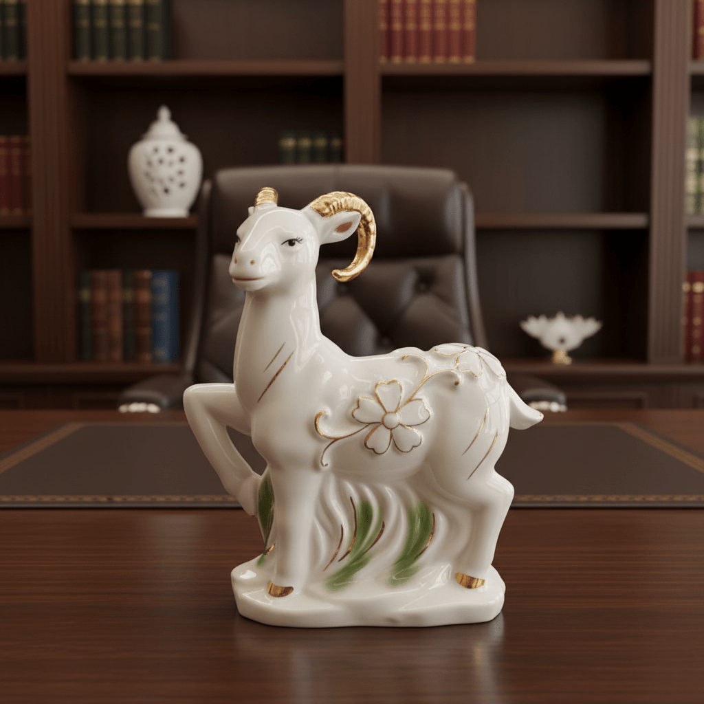Royal White & Gold Ceramic Goat Decorative Showpiece for Luxury Home and Office Décor – 15cm - Al Kabayel Discount CentreRoyal White & Gold Ceramic Goat Decorative Showpiece for Luxury Home and Office Décor – 15cmHome Décor AccentsAKDCAl Kabayel Discount Centre
