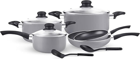 Royalford 10pcs Non - Stick Cookware Set, Aluminum Body with 3 Layer Coating CD Base, Bakelite Handles and Tempered Glass Lid, RF11972 - Al Kabayel Discount CentreRoyalford 10pcs Non - Stick Cookware Set, Aluminum Body with 3 Layer Coating CD Base, Bakelite Handles and Tempered Glass Lid, RF11972Cookware SetROYALFORDAl Kabayel Discount Centre