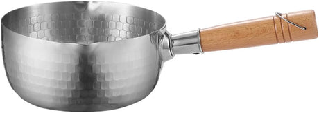Royalford 16cm Stainless Steel Snow Pot - RF12259 Stylish Design with Hammered Mesh Pattern and Wooden Handle - Al Kabayel Discount CentreRoyalford 16cm Stainless Steel Snow Pot - RF12259 Stylish Design with Hammered Mesh Pattern and Wooden HandleFrying Pans & SkilletsROYALFORDAl Kabayel Discount Centre