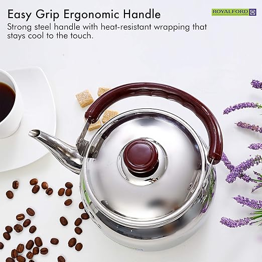 Royalford 2 Liter Stove Top Tea Kettle Ð Large Capacity Stainless Steel Stove - top Tea Pot - Tea Coffee Pot Ideal for Home Office & Hotel Ð Compact & Stylish Design with Heat Resistant Handle - Al Kabayel Dicount CenterRoyalford 2 Liter Stove Top Tea Kettle Ð Large Capacity Stainless Steel Stove - top Tea Pot - Tea Coffee Pot Ideal for Home Office & Hotel Ð Compact & Stylish Design with Heat Resistant Handletea/coffee potsRoyalfordAl Kabayel Dicount Center