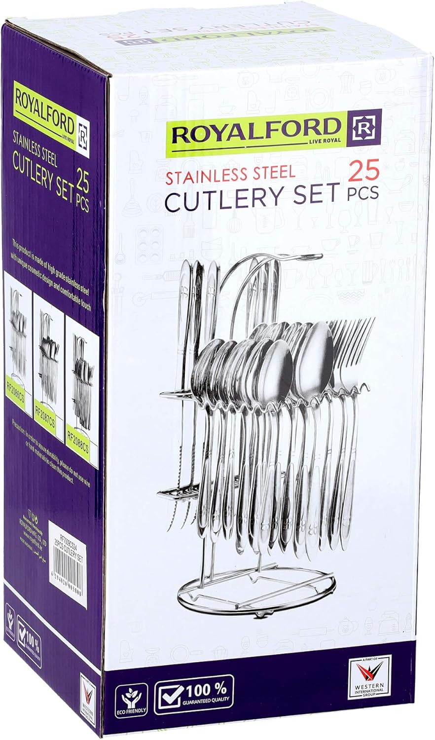 Royalford 24 - Piece Stainless Steel Cutlery Set with Display Stand (RF7009) - Al Kabayel Discount CentreRoyalford 24 - Piece Stainless Steel Cutlery Set with Display Stand (RF7009)Kitchen Utensils & GadgetsROYALFORDAl Kabayel Discount Centre