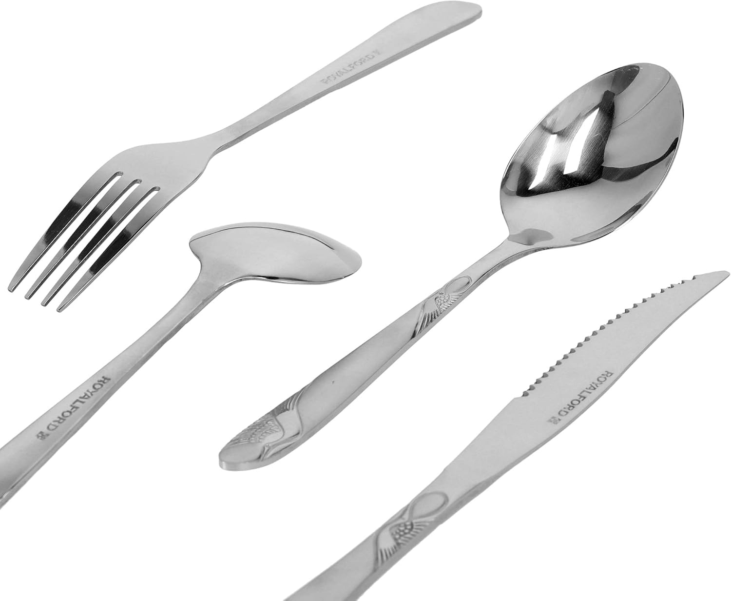 ROYALFORD 25pcs Stainless Steel Cutlery Set(6pcs Tea Spoon, 6pcs Table Spoon, 6pcs Table Fork, 6pcs Table Knife, 1pc Display Stand), RF2087CS - Al Kabayel Discount CentreROYALFORD 25pcs Stainless Steel Cutlery Set(6pcs Tea Spoon, 6pcs Table Spoon, 6pcs Table Fork, 6pcs Table Knife, 1pc Display Stand), RF2087CSCookware AccessoriesROYALFORDAl Kabayel Discount Centre