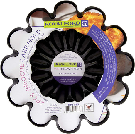 Royalford 2pcs Mini Broiche Cake Mould 13.2cm*6.2cm, Premium Non - Stick Coating, RF8785 - Al Kabayel Discount CentreRoyalford 2pcs Mini Broiche Cake Mould 13.2cm*6.2cm, Premium Non - Stick Coating, RF8785Frying Pans & SkilletsROYALFORDAl Kabayel Discount Centre