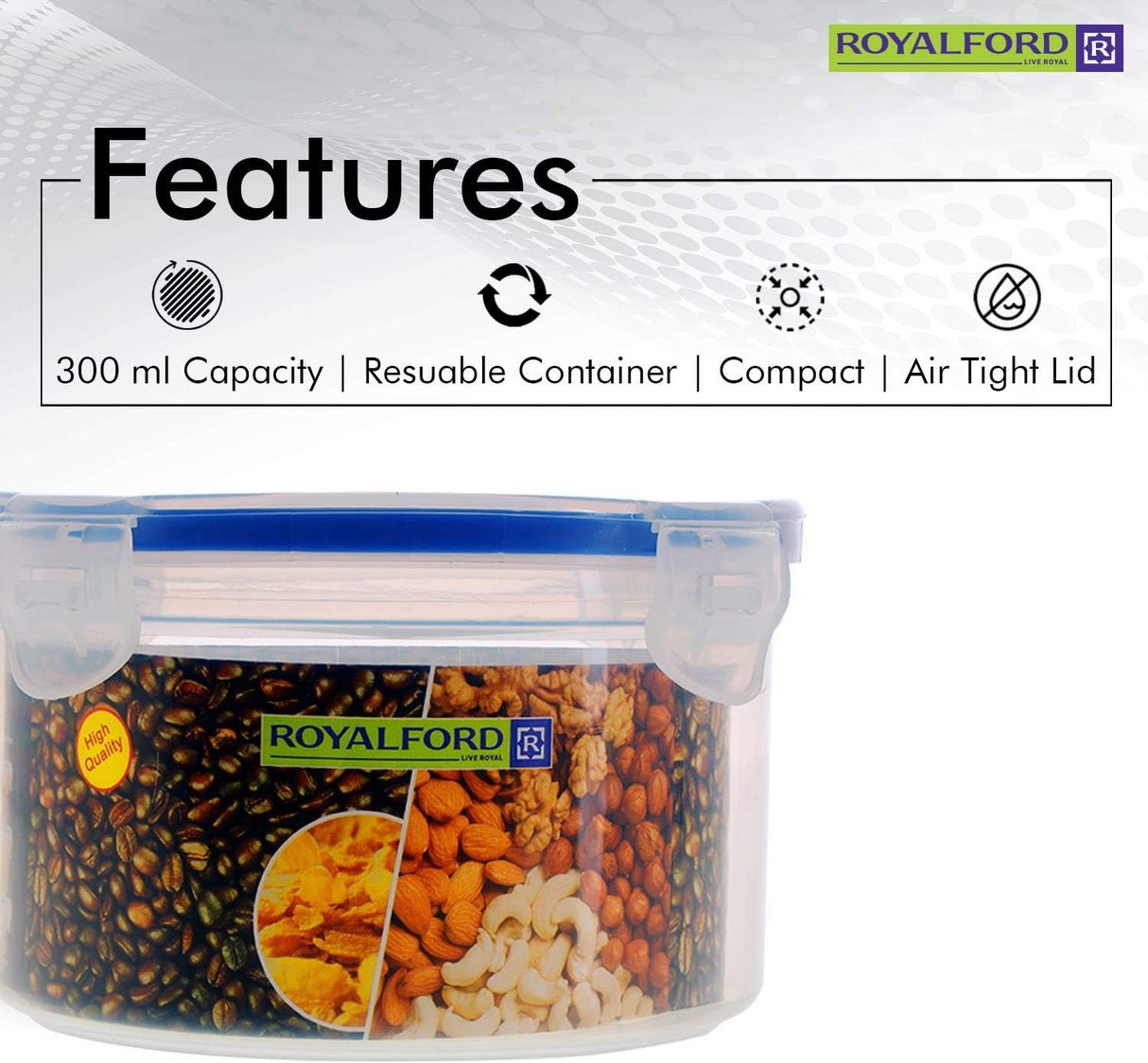 Royalford 300ml Meal Prep Container |Transparent Food Container | BPA Free, Reusable, Airtight Food Storage Tray with Snap Locking Lid | Microwavable, Freezer & Dishwasher Safe| Bento Lunch Box - Al Kabayel Discount CentreRoyalford 300ml Meal Prep Container |Transparent Food Container | BPA Free, Reusable, Airtight Food Storage Tray with Snap Locking Lid | Microwavable, Freezer & Dishwasher Safe| Bento Lunch BoxFood ContainersROYALFORDAl Kabayel Discount Centre