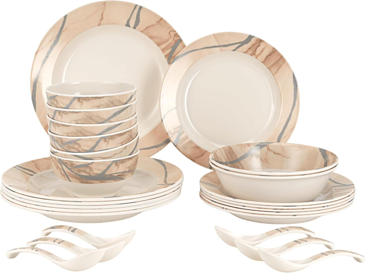 Royalford 32pcs Melamineware Dinner Set Includes Deep and Side Plates, Serving and Rice Bowls and Soup Spoons Dishwasher - Safe and Freezer - Friendly Food - Grade - RF12510 - Al Kabayel Discount CentreRoyalford 32pcs Melamineware Dinner Set Includes Deep and Side Plates, Serving and Rice Bowls and Soup Spoons Dishwasher - Safe and Freezer - Friendly Food - Grade - RF12510Dinnerware SetsROYALFORDAl Kabayel Discount Centre