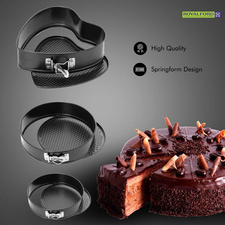Royalford 3pcs Carbon Steel Non - Stick Springform Set, Heart Springform - 24cm*23cm*6.8cm, Round Springform - 26cm*6.8cm, Mini Round Springform - 12cm*4.8cm, RF7046 - Al Kabayel Discount CentreRoyalford 3pcs Carbon Steel Non - Stick Springform Set, Heart Springform - 24cm*23cm*6.8cm, Round Springform - 26cm*6.8cm, Mini Round Springform - 12cm*4.8cm, RF7046Frying Pans & SkilletsROYALFORDAl Kabayel Discount Centre