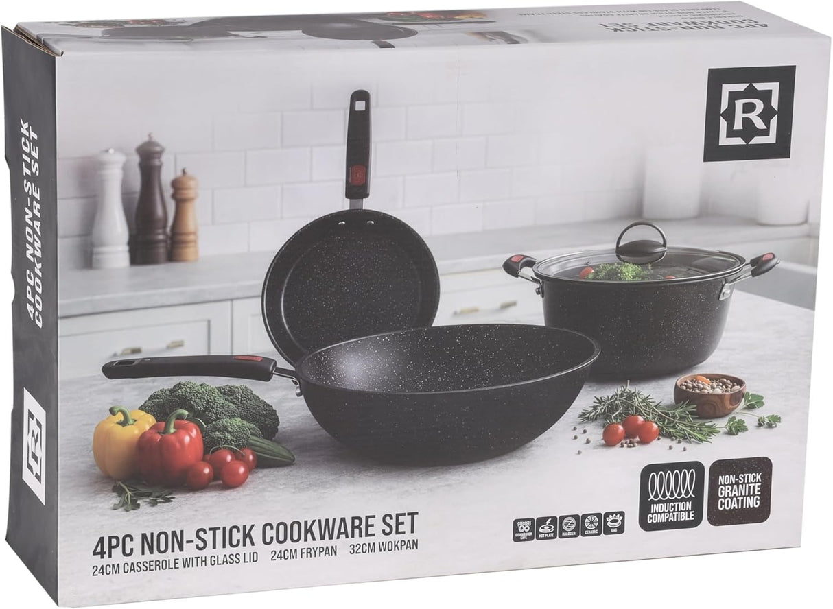 Royalford 4pcs Non-Stick Cookware Set RF13173 - Al Kabayel Discount CentreRoyalford 4pcs Non-Stick Cookware Set RF13173Cookware SetROYALFORDAl Kabayel Discount Centre
