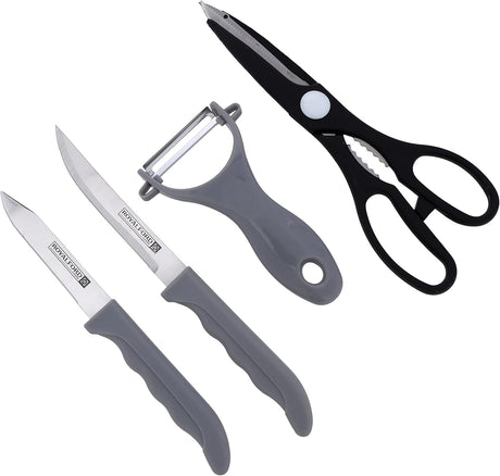 RoyalFord 5Pcs Kitchen Gadget Set, Elegant & Multifunctional, RF10463 Stainless Steel & PP Set Includes Vegetable Peeler, Food Scissor, Cutting Board, Knife for Kitchen, Office, & More, Multicolor - Al Kabayel Discount CentreRoyalFord 5Pcs Kitchen Gadget Set, Elegant & Multifunctional, RF10463 Stainless Steel & PP Set Includes Vegetable Peeler, Food Scissor, Cutting Board, Knife for Kitchen, Office, & More, MulticolorKitchen Utensils & GadgetsROYALFORDAl Kabayel Discount Centre
