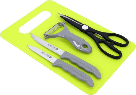 RoyalFord 5Pcs Kitchen Gadget Set, Elegant & Multifunctional, RF10463 Stainless Steel & PP Set Includes Vegetable Peeler, Food Scissor, Cutting Board, Knife for Kitchen, Office, & More, Multicolor - Al Kabayel Discount CentreRoyalFord 5Pcs Kitchen Gadget Set, Elegant & Multifunctional, RF10463 Stainless Steel & PP Set Includes Vegetable Peeler, Food Scissor, Cutting Board, Knife for Kitchen, Office, & More, MulticolorKitchen Utensils & GadgetsROYALFORDAl Kabayel Discount Centre