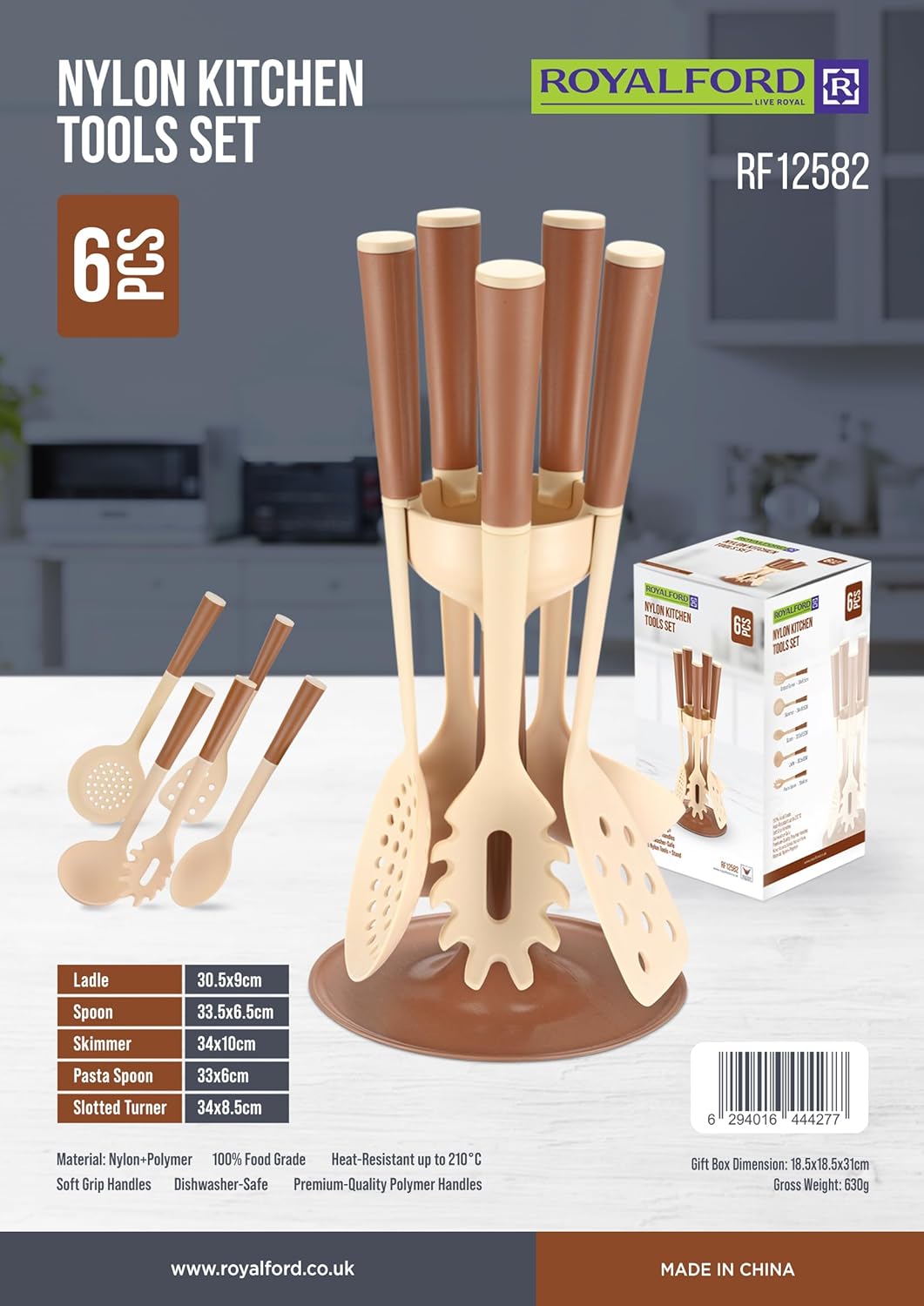 Royalford 6 Pieces Nylon Cooking Kitchen Tools RF12582 Nonstick Cookware Utensils Set with Handles Non Toxic Turner Ladle Spoon Skimmer Pasta Spoon Slotted Spoon Dishwasher Safe Heat Resistant - Al Kabayel Discount CentreRoyalford 6 Pieces Nylon Cooking Kitchen Tools RF12582 Nonstick Cookware Utensils Set with Handles Non Toxic Turner Ladle Spoon Skimmer Pasta Spoon Slotted Spoon Dishwasher Safe Heat ResistantKitchen Utensils & GadgetsROYALFORDAl Kabayel Discount Centre