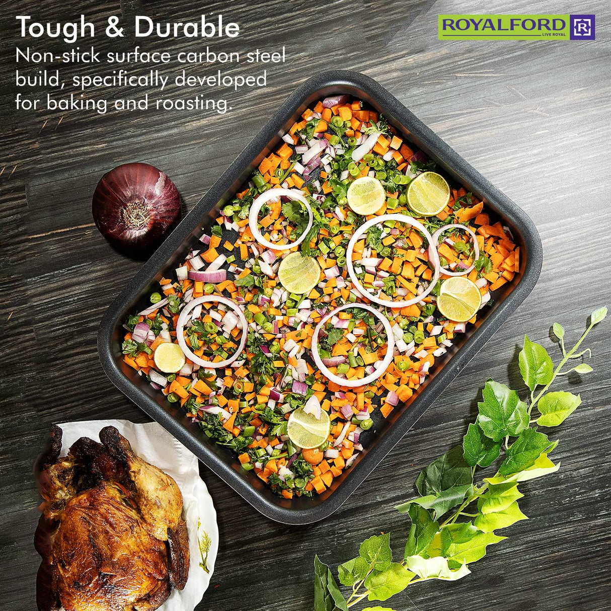Royalford Aluminium Alloy Non - Stick Rectangular Baking Tray/Roaster Pan 32cm*24cm*6.5cm, RF1147 - Al Kabayel Discount CentreRoyalford Aluminium Alloy Non - Stick Rectangular Baking Tray/Roaster Pan 32cm*24cm*6.5cm, RF1147Frying Pans & SkilletsROYALFORDAl Kabayel Discount Centre