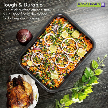 Royalford Aluminium Alloy Non - Stick Rectangular Baking Tray/Roaster Pan 32cm*24cm*6.5cm, RF1147 - Al Kabayel Discount CentreRoyalford Aluminium Alloy Non - Stick Rectangular Baking Tray/Roaster Pan 32cm*24cm*6.5cm, RF1147Frying Pans & SkilletsROYALFORDAl Kabayel Discount Centre
