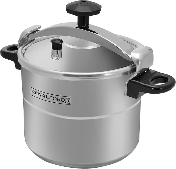 Royalford Aluminium Pressure Cooker – Lightweight & Durable Home Kitchen Pressure Cooker with Lid, Multi - Safety Device with Cool Touch Handles and Safety Valves – for Gas and Solid Hotplates (5L) - Al Kabayel Discount CentreRoyalford Aluminium Pressure Cooker – Lightweight & Durable Home Kitchen Pressure Cooker with Lid, Multi - Safety Device with Cool Touch Handles and Safety Valves – for Gas and Solid Hotplates (5L)Pressure CookersROYALFORDAl Kabayel Discount Centre