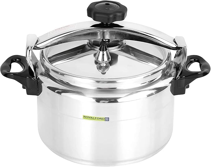 Royalford Aluminum Pressure Cooker - Equipped with Multi - Safety Device and Unique Indicator Durable Alloy Construction Firm Handles Compatible Gas Silver 11L, RF11176 - Al Kabayel Discount CentreRoyalford Aluminum Pressure Cooker - Equipped with Multi - Safety Device and Unique Indicator Durable Alloy Construction Firm Handles Compatible Gas Silver 11L, RF11176Pressure CookersROYALFORDAl Kabayel Discount Centre