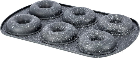 Royalford Carbon Steel 6 - Cavity Donut Pan 32cm*21cm*2.3cm, 8cm Donut Dia, Granite Coated Interior, RF9905 - Al Kabayel Discount CentreRoyalford Carbon Steel 6 - Cavity Donut Pan 32cm*21cm*2.3cm, 8cm Donut Dia, Granite Coated Interior, RF9905Frying Pans & SkilletsROYALFORDAl Kabayel Discount Centre