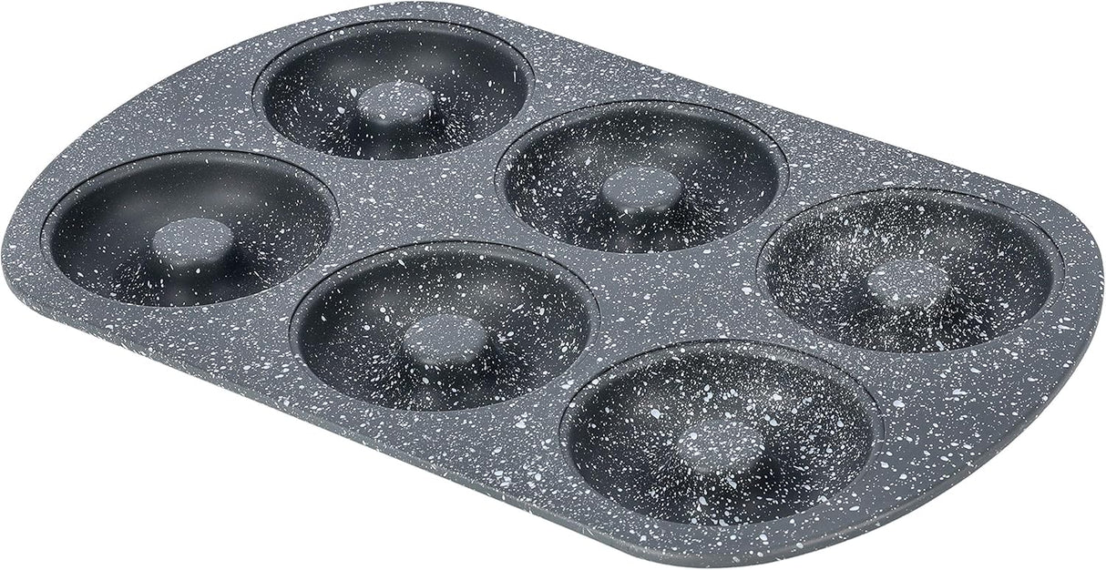 Royalford Carbon Steel 6 - Cavity Donut Pan 32cm*21cm*2.3cm, 8cm Donut Dia, Granite Coated Interior, RF9905 - Al Kabayel Discount CentreRoyalford Carbon Steel 6 - Cavity Donut Pan 32cm*21cm*2.3cm, 8cm Donut Dia, Granite Coated Interior, RF9905Frying Pans & SkilletsROYALFORDAl Kabayel Discount Centre