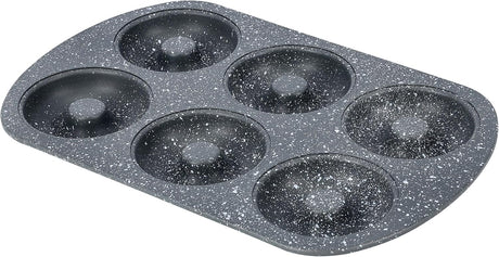 Royalford Carbon Steel 6 - Cavity Donut Pan 32cm*21cm*2.3cm, 8cm Donut Dia, Granite Coated Interior, RF9905 - Al Kabayel Discount CentreRoyalford Carbon Steel 6 - Cavity Donut Pan 32cm*21cm*2.3cm, 8cm Donut Dia, Granite Coated Interior, RF9905Frying Pans & SkilletsROYALFORDAl Kabayel Discount Centre