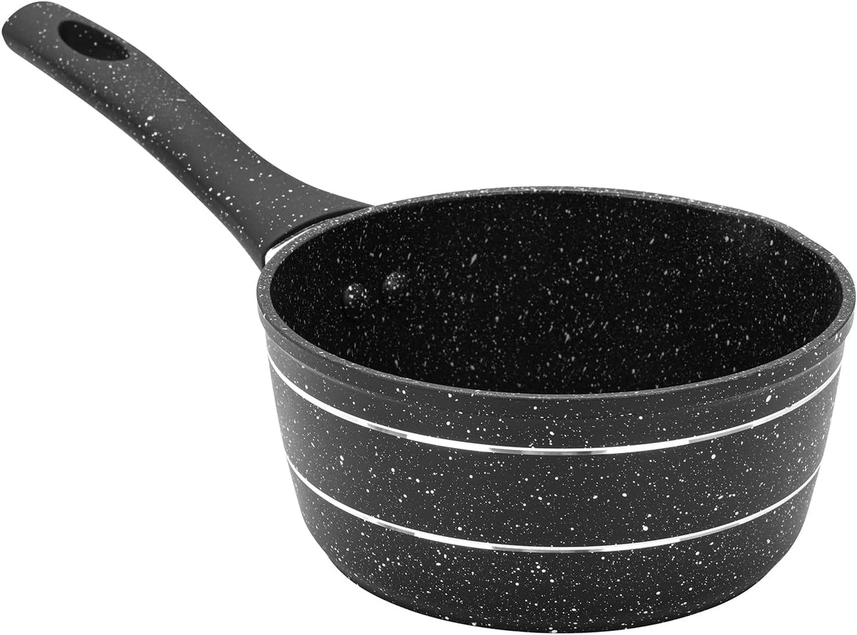 Royalford Milk Pan, 14cm RF11832 Small Multipurpose Saucepan - Non - Stick Granite Coating Soup Pot Milk Pan, Easy to Clean, Induction Sauce Pot with Pour Spout, Black - Al Kabayel Discount CentreRoyalford Milk Pan, 14cm RF11832 Small Multipurpose Saucepan - Non - Stick Granite Coating Soup Pot Milk Pan, Easy to Clean, Induction Sauce Pot with Pour Spout, BlackFrying Pans & SkilletsROYALFORDAl Kabayel Discount Centre