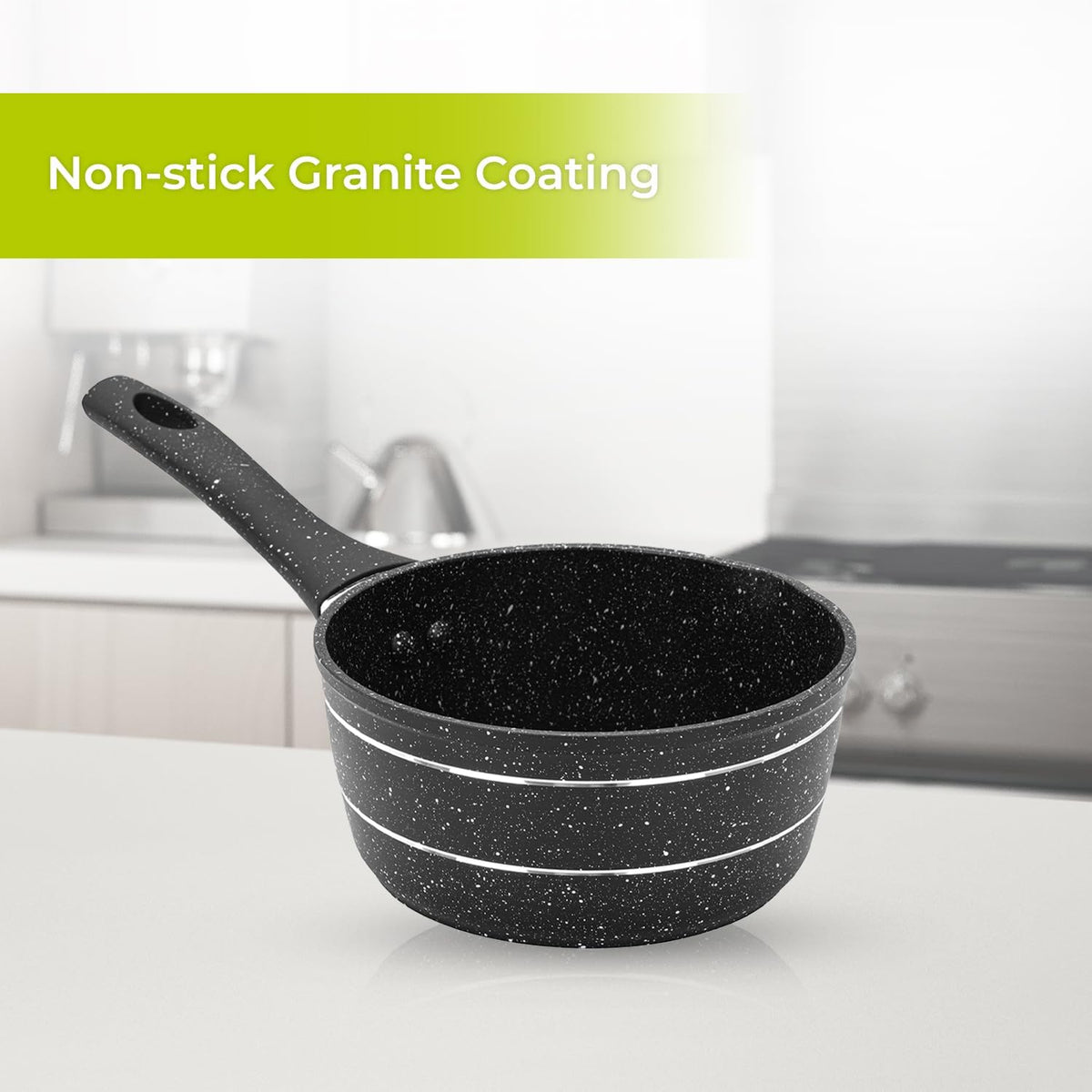 Royalford Milk Pan, 14cm RF11832 Small Multipurpose Saucepan - Non - Stick Granite Coating Soup Pot Milk Pan, Easy to Clean, Induction Sauce Pot with Pour Spout, Black - Al Kabayel Discount CentreRoyalford Milk Pan, 14cm RF11832 Small Multipurpose Saucepan - Non - Stick Granite Coating Soup Pot Milk Pan, Easy to Clean, Induction Sauce Pot with Pour Spout, BlackFrying Pans & SkilletsROYALFORDAl Kabayel Discount Centre