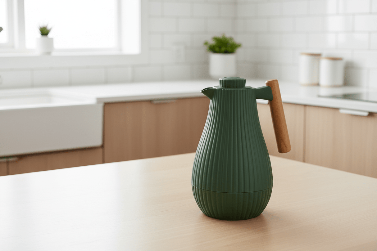 Royalford Premium Vacuum Flask 1L – Dark Green Finish with Wooden Handle ( Color May Vary ) - Al Kabayel Discount CentreRoyalford Premium Vacuum Flask 1L – Dark Green Finish with Wooden Handle ( Color May Vary )ThermosAKDCAl Kabayel Discount Centre