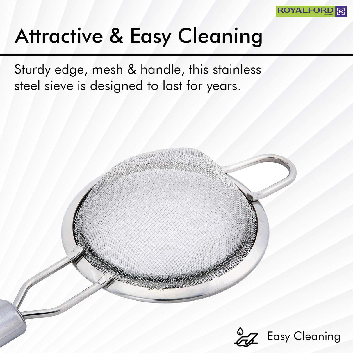 Royalford Stainless Steel Strainer - 6.5 cmX24cm - Silver - Al Kabayel Discount CentreRoyalford Stainless Steel Strainer - 6.5 cmX24cm - SilverKitchen Utensils & GadgetsROYALFORDAl Kabayel Discount Centre