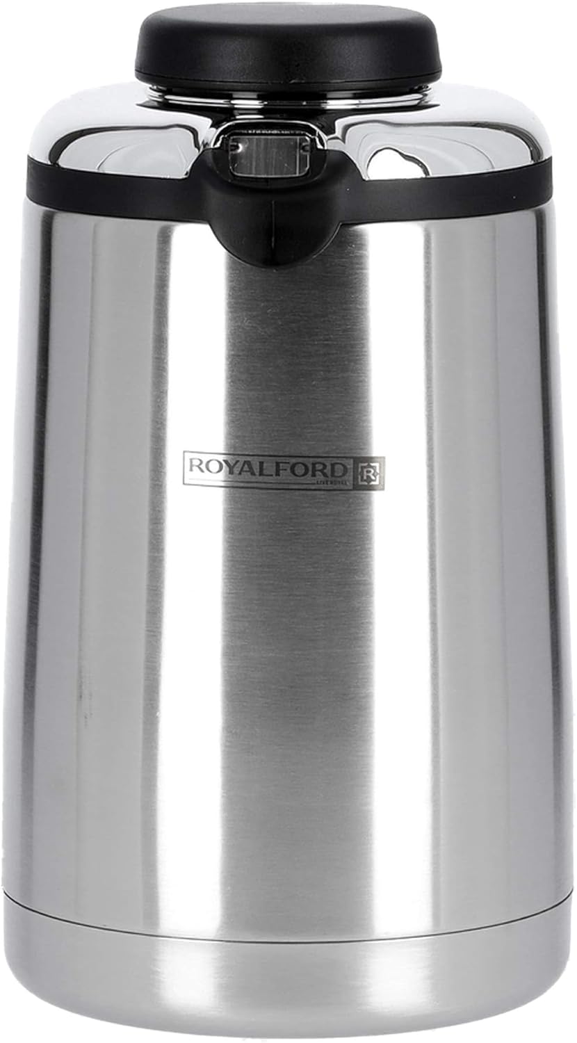 Royalford Stainless Steel Vaccum Flask 1300ml, Stainless Steel Inner Pot, Strong & Durable Design, 12hr Hot - 24hr Cold - RF6895 - Al Kabayel Discount CentreRoyalford Stainless Steel Vaccum Flask 1300ml, Stainless Steel Inner Pot, Strong & Durable Design, 12hr Hot - 24hr Cold - RF6895ThermosROYALFORDAl Kabayel Discount Centre