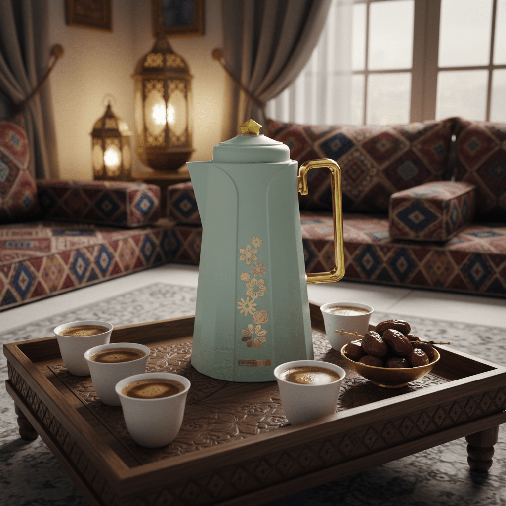 Royalford Vacuum Flask 1L – Dull Blue with Gold Floral - Al Kabayel Discount CentreRoyalford Vacuum Flask 1L – Dull Blue with Gold FloralThermosROYALFORDAl Kabayel Discount Centre