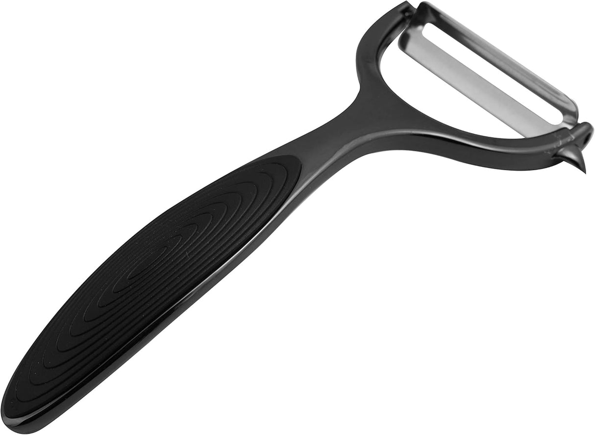Royalford Zinc Alloyed Triangle Vegetable Peeler - Y - Shaped Swivel Peeler Perfect for Peeling Vegetables & Fruits - Plastic Handle, Vegetable and Fruit Peeler/Slicer for Smooth Peeling - 15cmX6cm - Black - Al Kabayel Discount CentreRoyalford Zinc Alloyed Triangle Vegetable Peeler - Y - Shaped Swivel Peeler Perfect for Peeling Vegetables & Fruits - Plastic Handle, Vegetable and Fruit Peeler/Slicer for Smooth Peeling - 15cmX6cm - BlackKitchen Utensils & GadgetsROYALFORDAl Kabayel Discount Centre