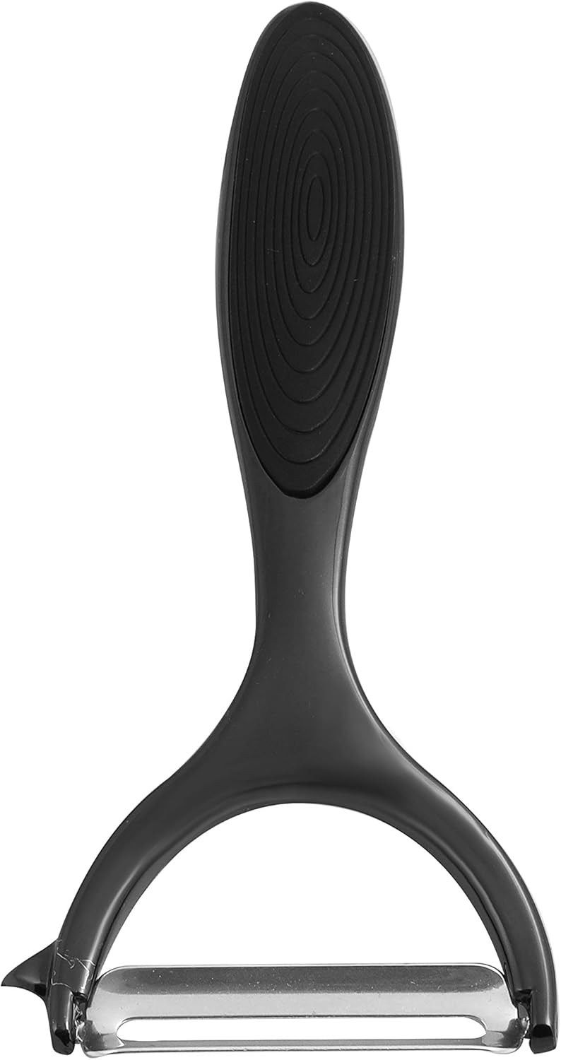 Royalford Zinc Alloyed Triangle Vegetable Peeler - Y - Shaped Swivel Peeler Perfect for Peeling Vegetables & Fruits - Plastic Handle, Vegetable and Fruit Peeler/Slicer for Smooth Peeling - 15cmX6cm - Black - Al Kabayel Discount CentreRoyalford Zinc Alloyed Triangle Vegetable Peeler - Y - Shaped Swivel Peeler Perfect for Peeling Vegetables & Fruits - Plastic Handle, Vegetable and Fruit Peeler/Slicer for Smooth Peeling - 15cmX6cm - BlackKitchen Utensils & GadgetsROYALFORDAl Kabayel Discount Centre