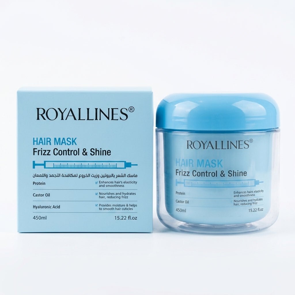Royallines Protein & Castor Oil Frizz Control & Shine Hair Mask – 450ml - Al Kabayel Discount CentreRoyallines Protein & Castor Oil Frizz Control & Shine Hair Mask – 450mlHair MasksROYALLINESAl Kabayel Discount Centre